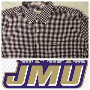 PETER MILLAR x JMU JAMES MADISON Mens Nanoluxe Cotton Sport Shirt Size XL Check